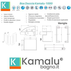 Box doccia angolo 80x80 scorrevole altezza 190 Kamalu-1000 - KAMALU