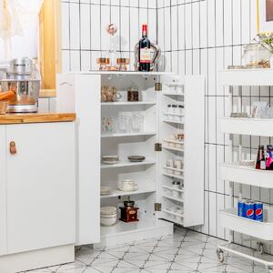 Costway Armadio dispensa con doppia anta e 6 ripiani regolabili, Credenza con 17 livelli per sala da pranzo Bianco
