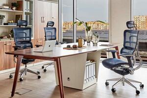 Sedia ufficio ergonomica professionale blu tessuto rete-Arrediorg.it