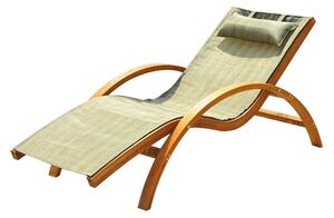 Outsunny lettino prendisole Sdraia da Giardino da terrazzo arredamento da giardino Ergonomica in Legno con Materassino e Poggiatesta Imbottiti