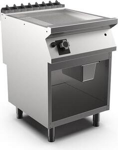 Piastra per barbecue a gas Mareno M1-900 con 2/3 piastra liscia e 1/3 piastra rigata cromata opaca, 60 cm