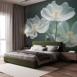 Carta da parati Fiori bianchi e delicati con petali traslucidi, Carta da parati 3D, Carta da parati Fiori 3D, w03647 : Uwalls.it