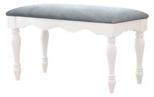 Panca fondo letto legno bianco stile provenzale con velluto blu-Arrediorg.it