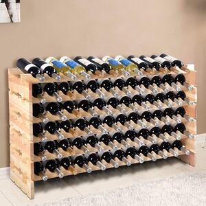 Costway Portabottiglie in legno di pino Scaffale per 72 bottiglie di vino 119x29x71,5cm