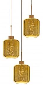 Lampadario moderno di design a sospensione trio sfere a vetro Oro