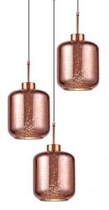 Lampadario moderno di design a sospensione trio sfere a vetro Rosa Oro