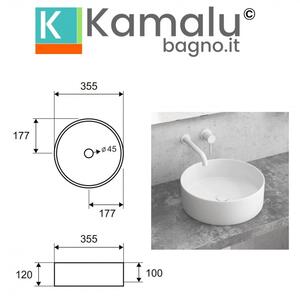 Lavabo tondo colore bianco opaco 35cm Litos-KBM350 - KAMALU