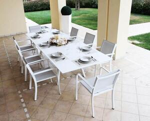 SPLENDOR - set tavolo da giardino allungabile 200/300x110 compreso di 10 poltrone in alluminio