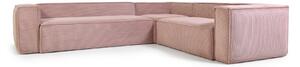 Divano angolare Blok 5 posti velluto a coste spesso rosa 320 x 290 cm