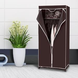 Costway Armadio appendiabiti in tessuto pieghevole con tubo in metallo 74x50x172cm Caffè