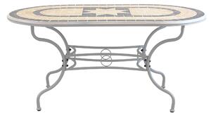 VENTUS - set tavolo da giardino con piano in mosaico 160x90 compreso di 6 sedie in ferro