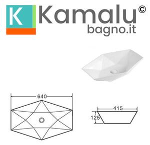 Lavabo da appoggio 64cm esagonale modello Litos-K64 - KAMALU