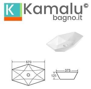 Lavabo da appoggio 57cm design esagonale modello Litos-K57 - KAMALU