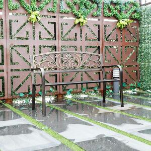 Costway Panca da giardino con schienale 126x60x85cm Panchina in ghisa con braccioli