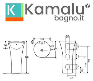 Lavabo monoblocco freestanding modello Litos-V3600 - KAMALU