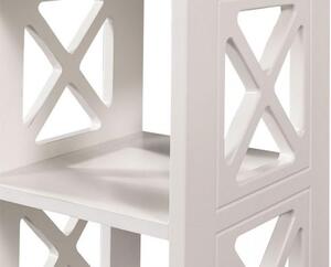 Tavolino alto con cassetto e ripiani colore bianco stile provenzale-Arrediorg