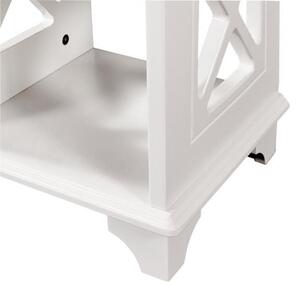 Tavolino alto con cassetto e ripiani colore bianco stile provenzale-Arrediorg