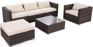 Costway Set di mobili in rattan da giardino 6 pezzi Tavolino e divano con cuscini per esterno