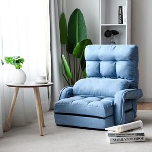 Costway Divano letto in tessuto regolabile in 5 livelli con braccioli e cuscino pieghevole da terra, 173x67x12cm Blu