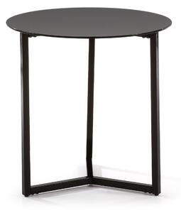 Tavolino Raeam in vetro temperato e acciaio finitura nero Ø 50 cm