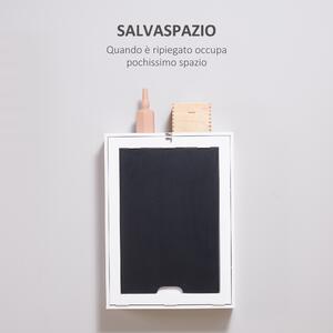 HOMCOM Tavolo Pieghevole da Parete Salvaspazio, Scrivania, Tavolo da Pranzo con Scaffali e Lavagnetta (60x94.5x147cm)