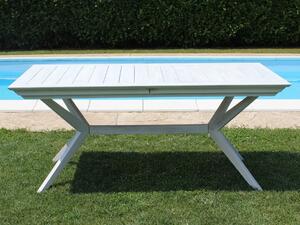 CAESAR - set tavolo da giardino allungabile 150/200x90 compreso di 6 poltrone in legno massiccio di acacia