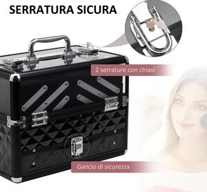 EASYCOMFORT Valigetta Make Up Porta Trucchi Professionale con Vassoi  Estraibili Telaio in Alluminio 30x18.5x22cm