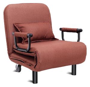 Costway Poltrona 3 in 1 con braccioli con cuscino e schienale per camera, Chaise longue comoda per ufficio 60x25x188cm, Caffè