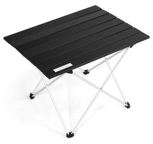 Costway Tavolo di alluminio da campeggio pieghevole, Tavolo leggero da picnic con borsa di trasporto, Nero