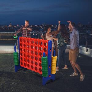 Costway Forza 4 gigante per bambini e adulti, Gioco da interno ed esterno alto 104 cm con 42 pedine e barra, Blu