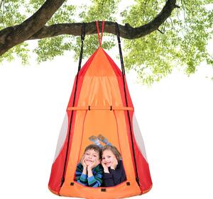 Costway Altalena con tenda da esterno e interno, Altalena con sedile per bambini e bambine, Arancione