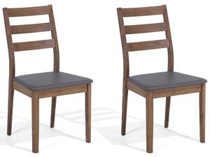 Set di 2 sedili con schienale imbottito in ecopelle grigio scuro da pranzo Beliani