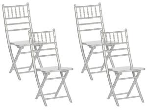 Set di 4 Sedie Pieghevoli Sedie Sala da Pranzo in Legno di Faggio Argento Stile Contemporaneo Beliani
