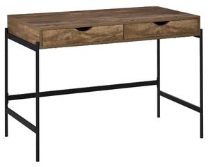 HOMCOM Scrivania Moderna Stile Industriale con 2 Cassetti per Camera e Ufficio, Metallo e MDF, 110x55x75cm, Nero Marrone