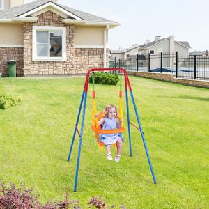 Costway Altalena per bambini da esterno, Altalena con cintura di sicurezza e protezione mani