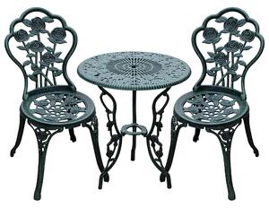 Outsunny Set da Giardino Bistroset Mobili da Giardino 3 pz. Fusione di Alluminio Verde Antico