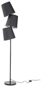 Lampada da Terra Nero Metallo 164 cm Triplo Poliestere Paralume Classico Design Moderno Beliani