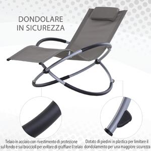 Outsunny Sedia a Dondolo Design Moderno per Interni ed Esterni Texteline 154x80x84cm Grigio