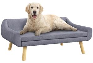 PawHut Divano per cani design scandinavo cuscino morbido rimovibile tessuto effetto velluto piedi in legno massello