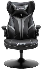 Vinsetto Poltrona da gaming sedia da gioco gaming girevole a 360° ergonomica altezza regolabile braccioli ribaltabili cuscino poggiatesta incluso rivestimento similpelle 67 x 70 x 106-112 cm grigio chiaro e nero