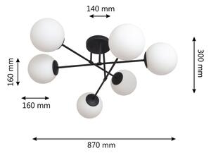Lampadario a plafone MOON 6xE27/15W/230V nero