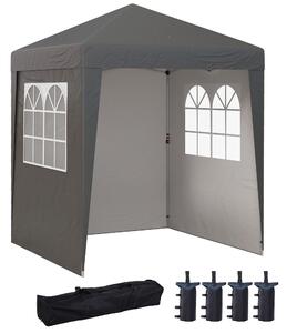Outsunny Gazebo barnum da giardino pop-up pieghevole regolabile in altezza protezione UV 30+ 3 pareti laterali grigio