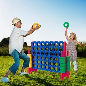 Costway Forza 4 gigante per bambini e adulti, Gioco da interno ed esterno alto 104 cm con 42 pedine e barra, Rosso