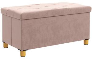 HOMCOM Banco contenitore capoletto pieghevole volume 67 L capacità di carico 120 kg con coperchio 76L x 38l x 38H cm rosa