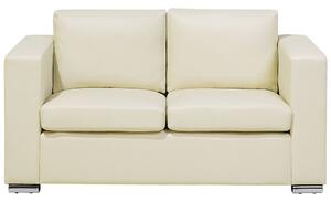 Divano a 2 posti con divano a due posti rivestimento in pelle beige gambe cromate design retrò Beliani