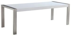 Tavolo Pranzo Acciaio Inox Piano Lucido Bianco Rettangolare 90 x 220 cm stile moderno sala da pranzo soggiorno Beliani