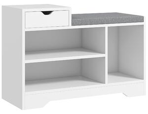 HOMCOM Mobile e baule per scarpe 1 cassetto e 3 scomparti, capacità 5 paia MDF, 76,5L x 30P x 52H cm