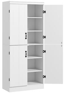HOMCOM Armadio da cucina credenza da sala da pranzo con 4 porte 6 mensole di archiviazione stile moderno 76 x 40 x 177 cm bianco | Aosom Italy