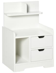 HOMCOM Comodino Comodino Multi-Rangement 2 cassetti Vano scaffale in legno Bianco
