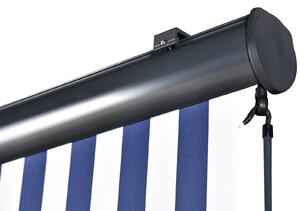 Outsunny Tenda Avvolgibile a Rullo da Esterno, Impermeabile, Funzionamento Manovella, Colore: Bianco e Blu, 250 x 200 cm